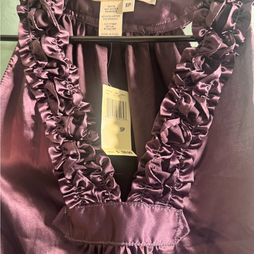 Max Studio Purple Ruffle Tank Top - Picture 5 of 5
